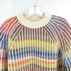 NN07 No Nationality Viggo Raglan Crew 774 Multicolor Striped Knit Sweater Mens S